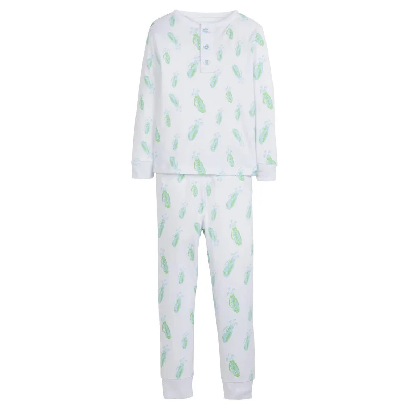Kids' Printed Pajamas In Blue Golf Unique Men's Upcycled