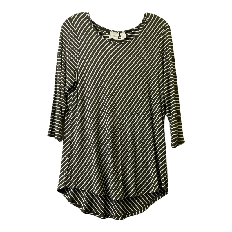 Top Long Sleeve Basic By Chicos In Green & White, Size: 10 Casual Men's Short