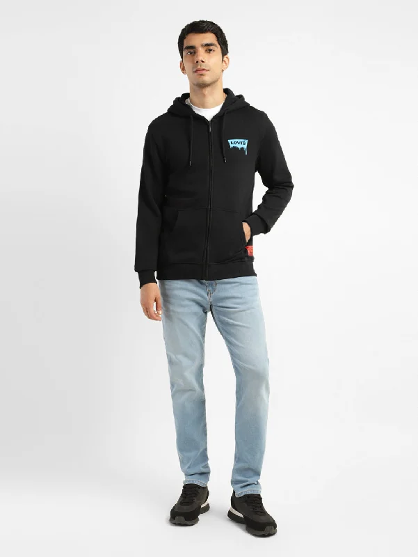 Men's Solid Black Hooded Sweatshirt Traditional Men's Wool