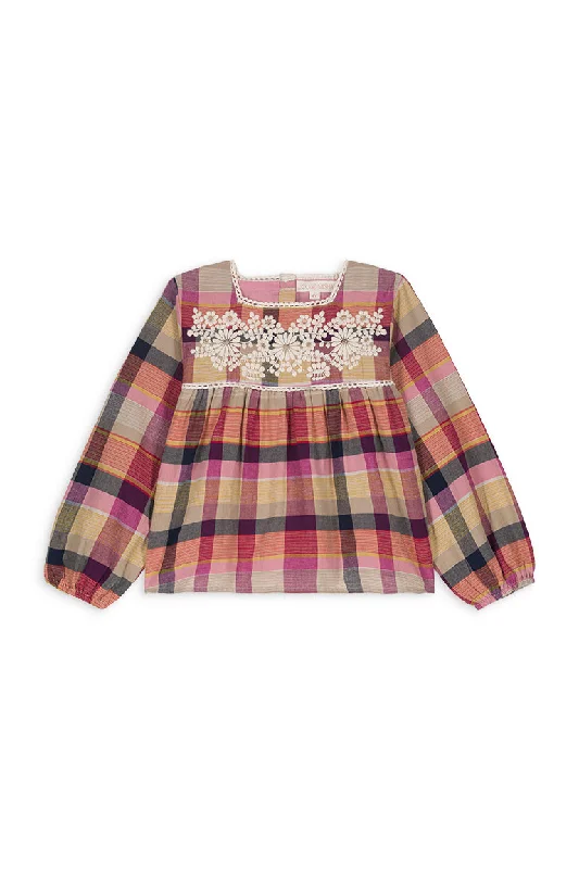 BLOUSE CARMILA-Fuchsia Tartan Roads Relaxed Men's Beach