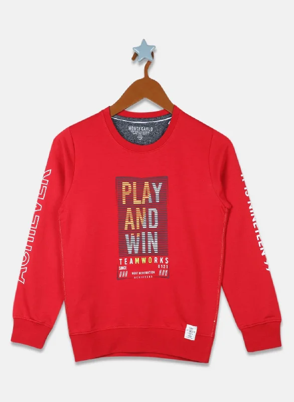 Boys Red Printed Sweatshirt Sharp Men's Italian