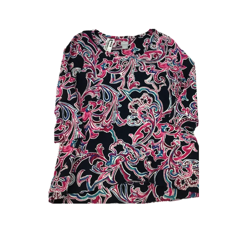 Top 3/4 Sleeve Basic By Chicos In Multi-colored, Size: 2 Unique Men's Upcycled