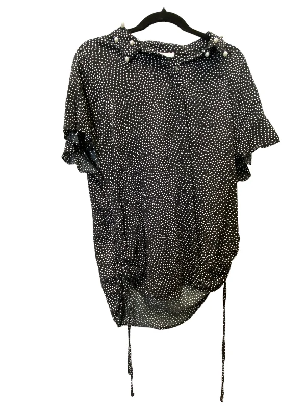 Top 3/4 Sleeve By Dr2 In Polkadot Pattern, Size: M Polished Men's Silk