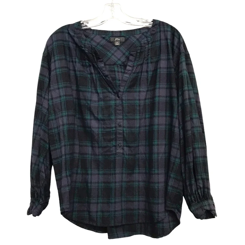 PLAID PATTERN TOP LS by J. CREW Size:M Earthy Men's Sustainable 
