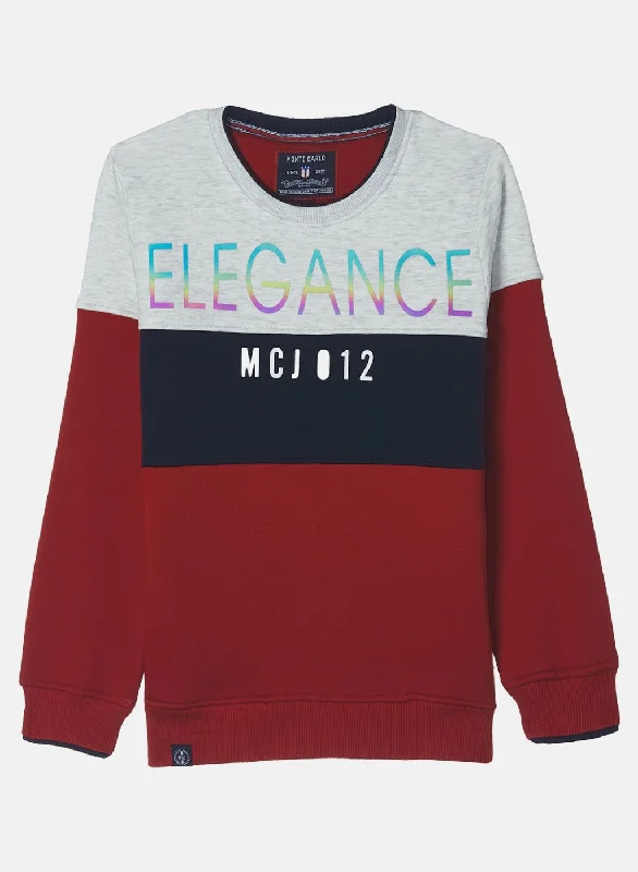 Boys Red Printed Sweatshirt Hip Men's Retro