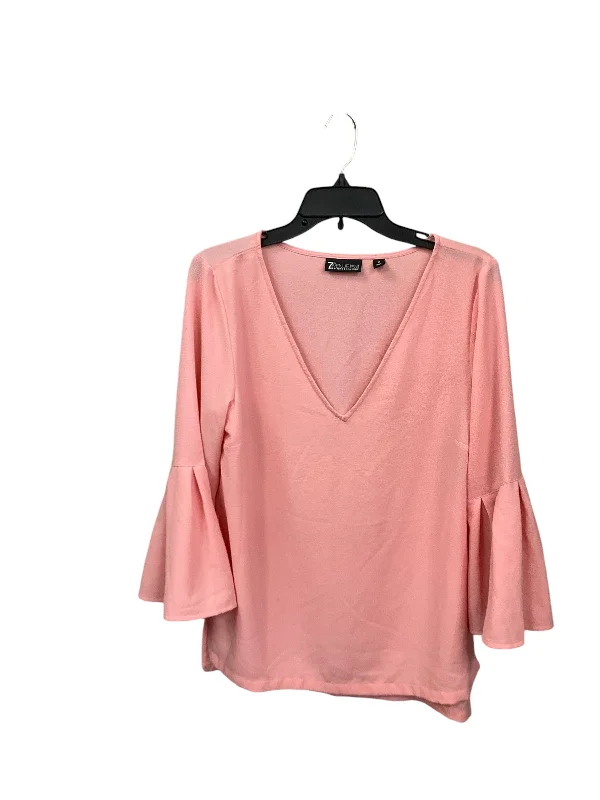 Top Long Sleeve By New York And Co In Peach, Size: M Streetwear Style