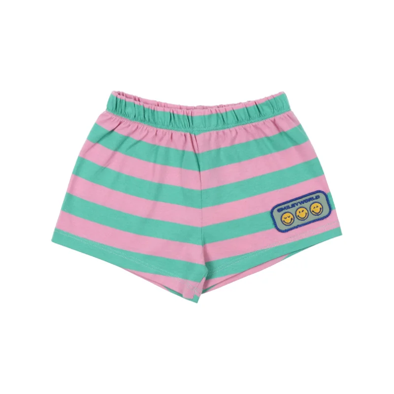 The New Society Smiley Baby Short Stripes Hibiscus Polished Men's Silk