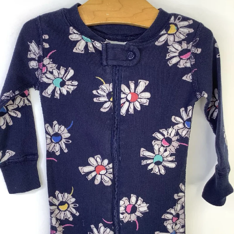 Size 12-18m (75): Hanna Andersson Navy Blue Daisy's Long Sleeve PJS Adventure