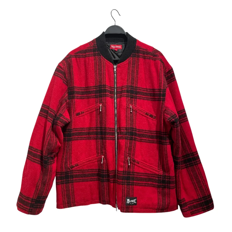 Supreme/Quilted Jkt/XL/Polyester/RED/Plaid/ Organic