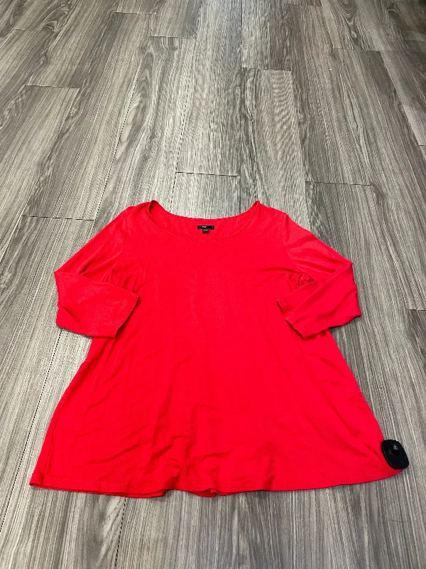 Top Long Sleeve By J. Jill In Red, Size: L Casual Men's Loose