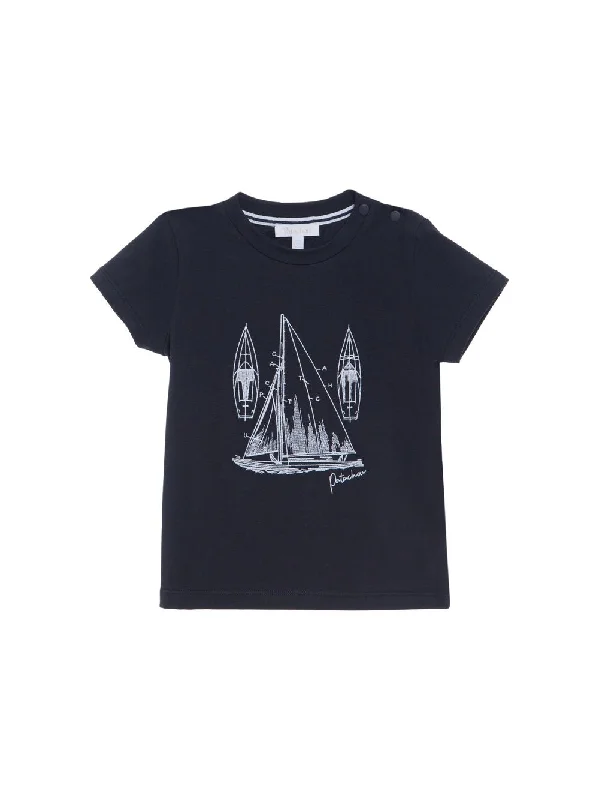 PAP/TSH4033363 - BOY T-SHIRT-Marine Casual Men's Loose