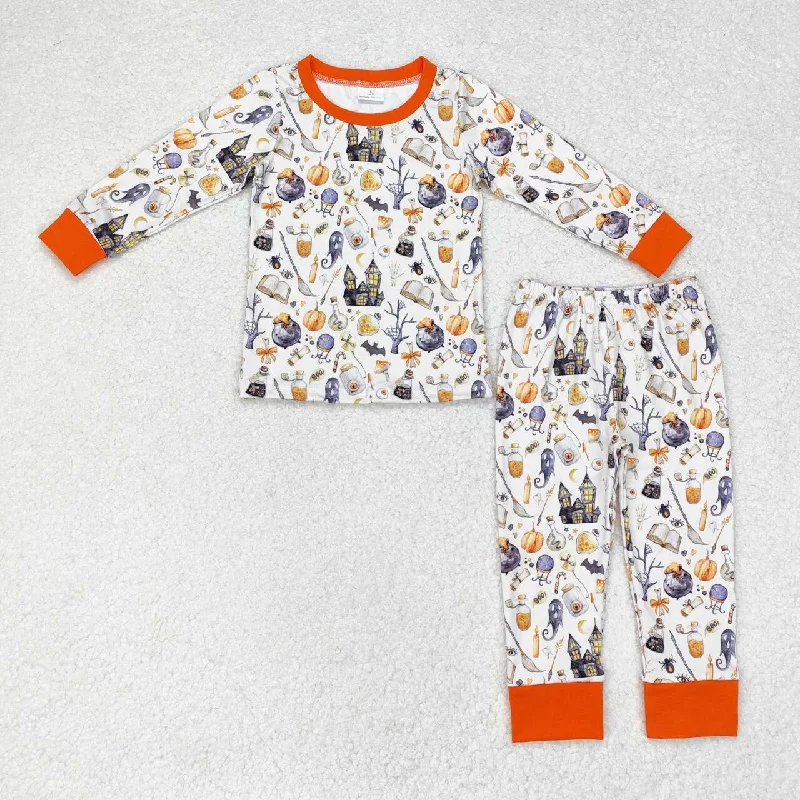 BLP0460 western clothes Long Sleeve Pants Pajamas Set NO MOQ Ghost Magic Broom Pumpkin Castle Casual Cotton Dress Animal Pattern Vacation BLP0460 western clothes Long Sleeve Pants Pajamas Set NO MOQ Ghost Magic Broom Pumpkin Castle Casual Cotton Dress Animal Pattern Vacation