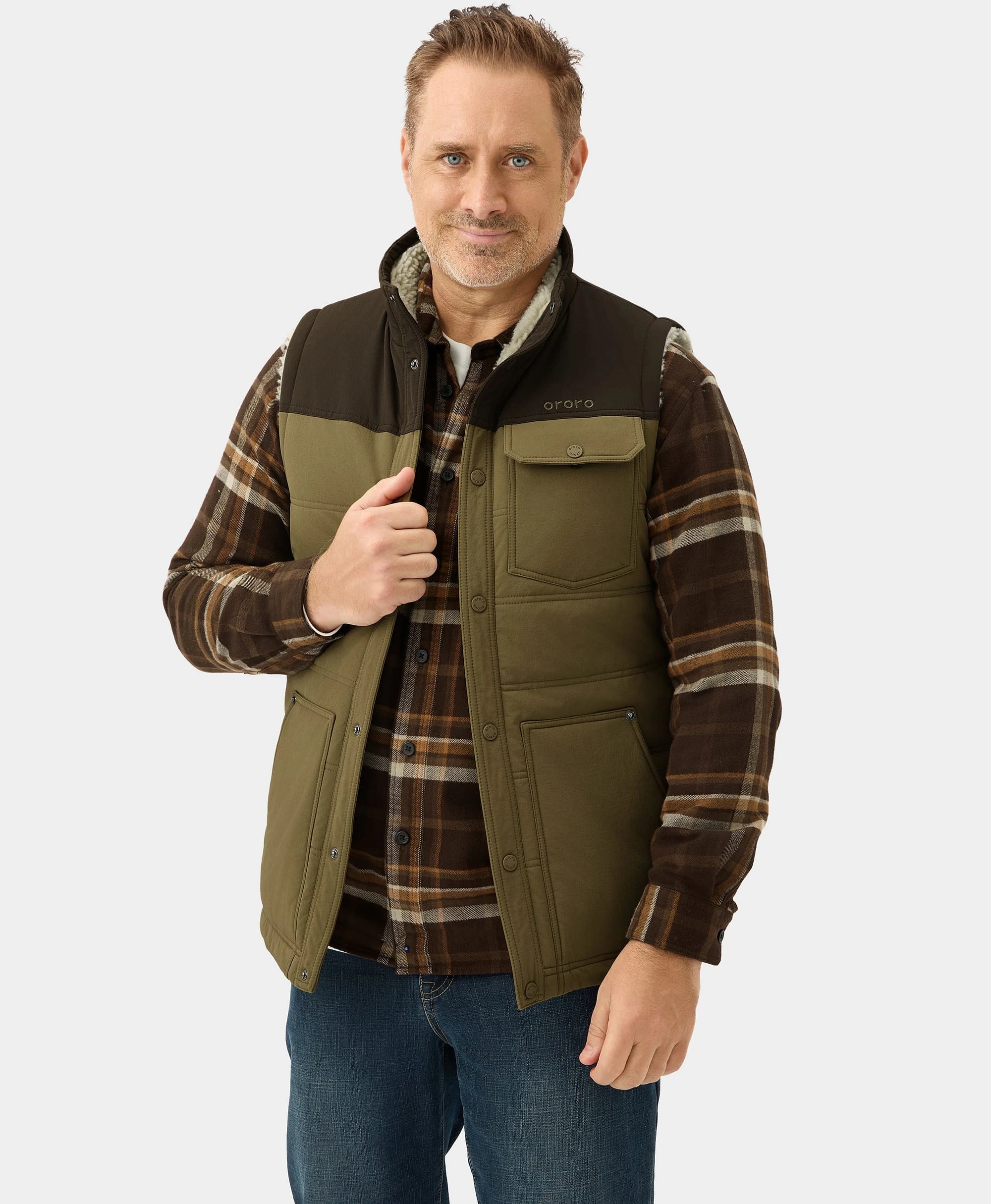 Sierra Men's Heated Sherpa Lined Vest Casual Men's Loose