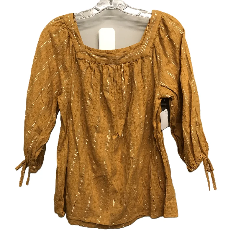 Top 3/4 Sleeve By Lc Lauren Conrad In Gold, Size: Xs Monochromatic Office Style