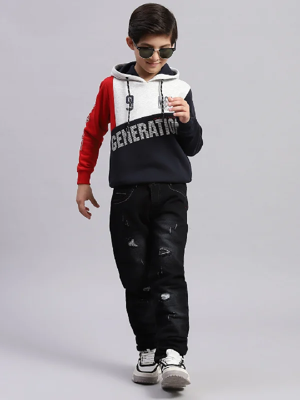 Boys Navy Blue Printed Round Neck Full Sleeve Sweatshirt Sporty Men's Tennis