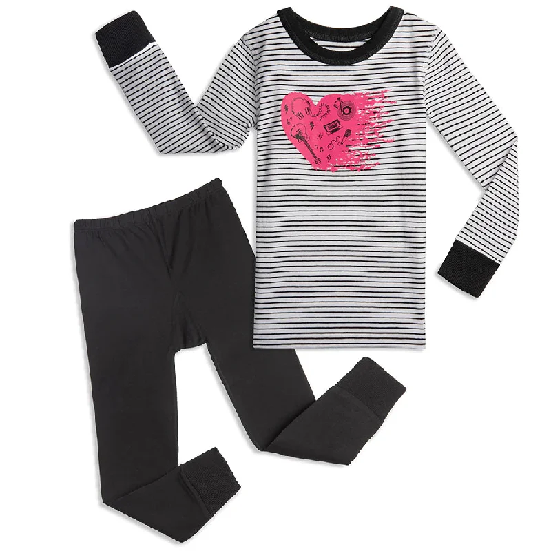 Mightly Girls I Love Rock n Roll 2-piece Pajamas Modern Men's Geometric