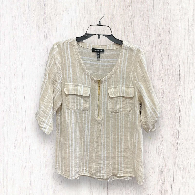 Top 3/4 Sleeve Basic By Ellen Tracy In Striped Pattern, Size: M Hip Men's Urban