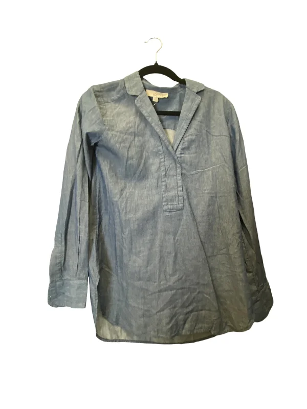Top Long Sleeve By Loft In Blue Denim, Size: Xs Modern Men's Tech