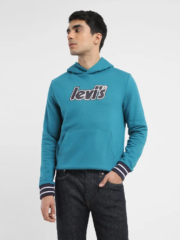 Men's Solid Blue Hooded Sweatshirt Dynamic Men's Moto
