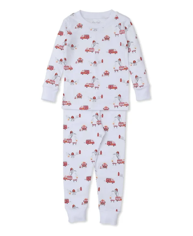 Boy's Pajama Set In Firetruck Fun Sleek Men's Contemporary 