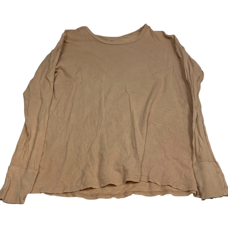 Top Long Sleeve Basic By Aerie In Tan, Size: S Laid