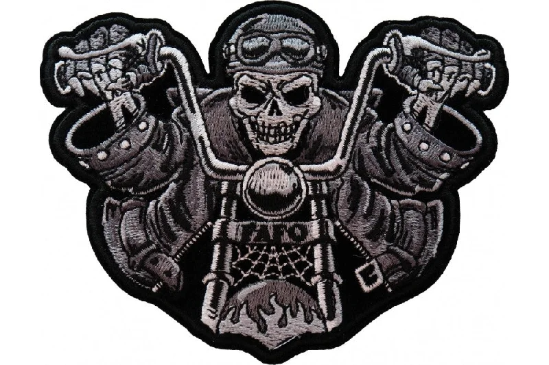 FAFO Skeleton Rider Biker Patch Small Black Streetwear Style