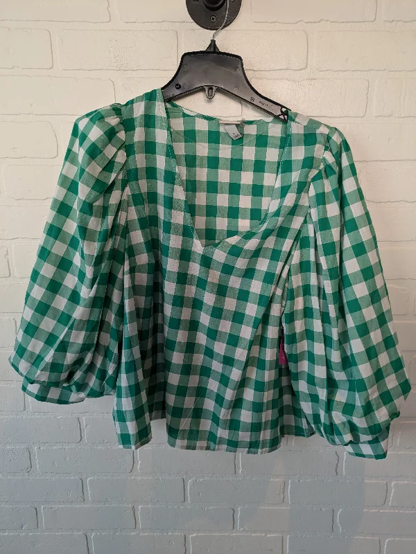 Top Long Sleeve By A New Day In Green & White, Size: L Cozy Men's Sherpa