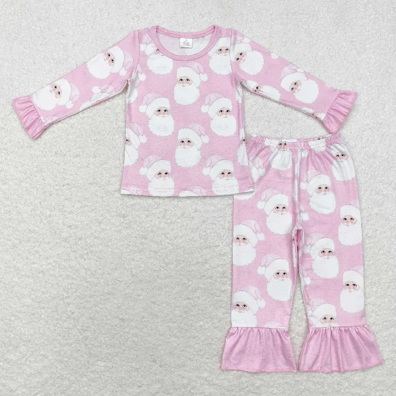 GLP1534 Modal Santa Claus light pink long sleeve pants pajamas set Luxurious Men's High