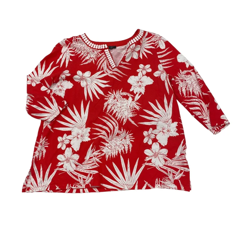 RED TOP 3/4 SLEEVE by TALBOTS Size:L Confident Men's High