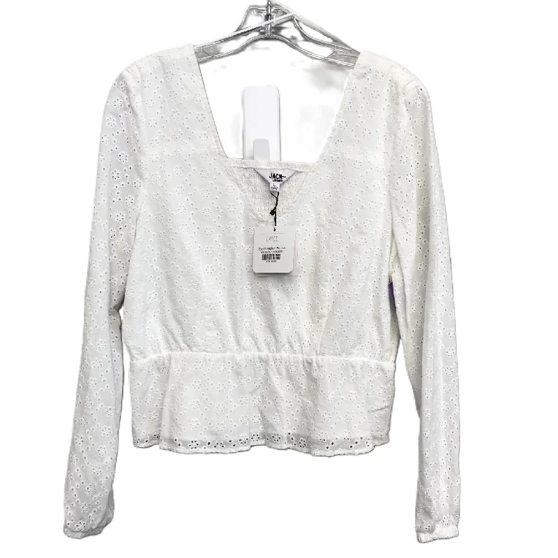 Top Long Sleeve By Jack By Bb Dakota In White, Size: L Monochromatic All