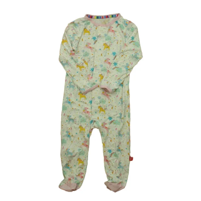 Magnetic Me Girls White Unicorns 1-piece footed Pajamas Monochromatic All
