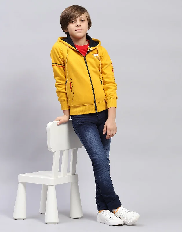 Boys Mustard Printed Hooded Full Sleeve Sweatshirt Artistic Men's Avant