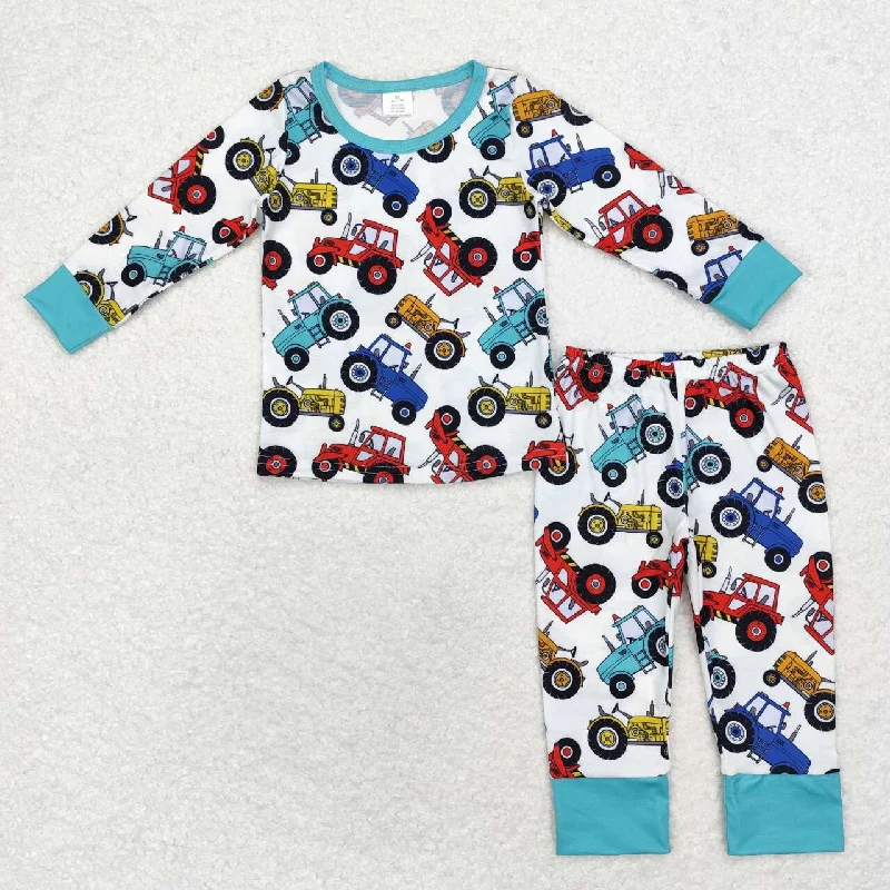 BLP0735 Modal tractor white long sleeve pants pajamas set Business