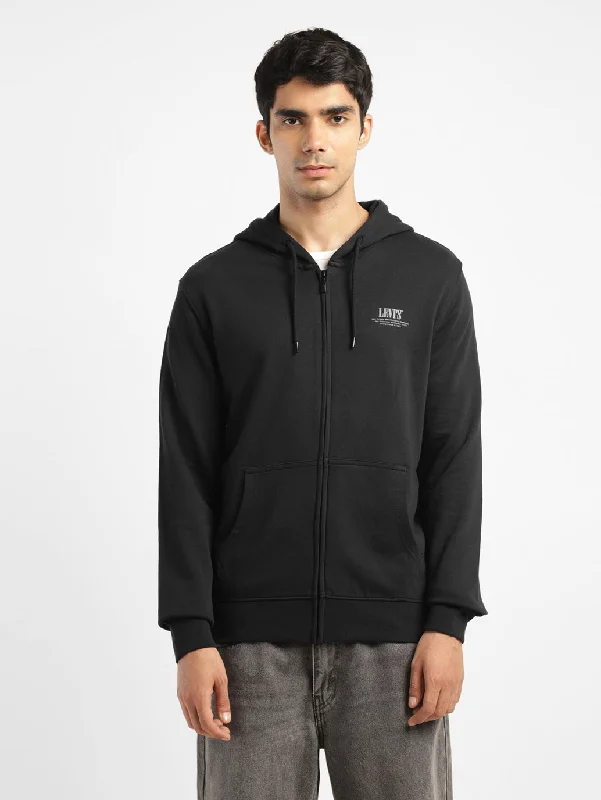 Men's Solid Black Hooded Sweatshirt Modern Men's 