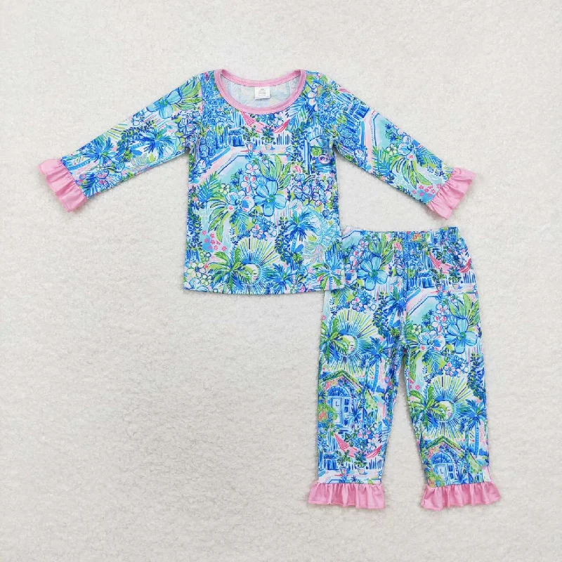 GLP1481 Modal flower house landscape rose red lace long sleeve trousers pajamas set British Gentleman Style GLP1481 Modal flower house landscape rose red lace long sleeve trousers pajamas set British Gentleman Style