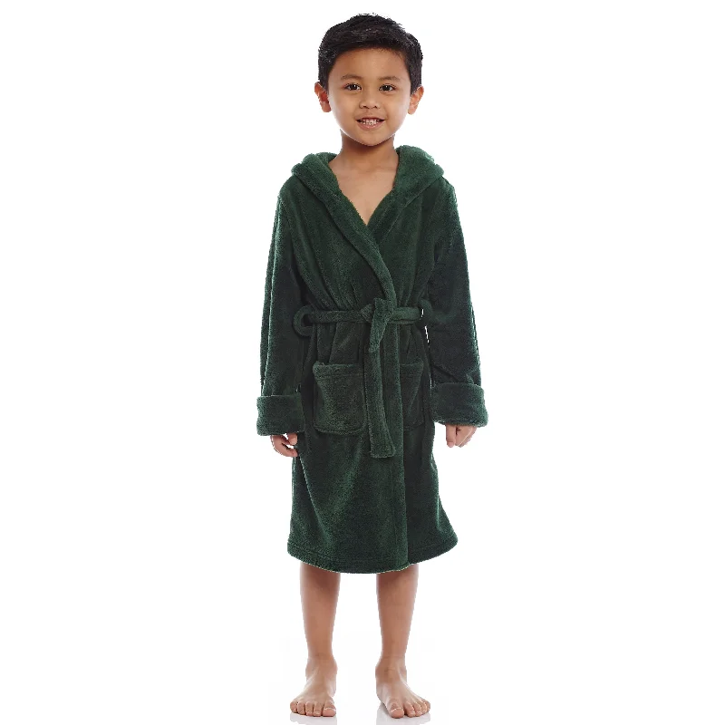 Kids Fleece Hooded Robe Classic Solid Color Cool Men's Distressed