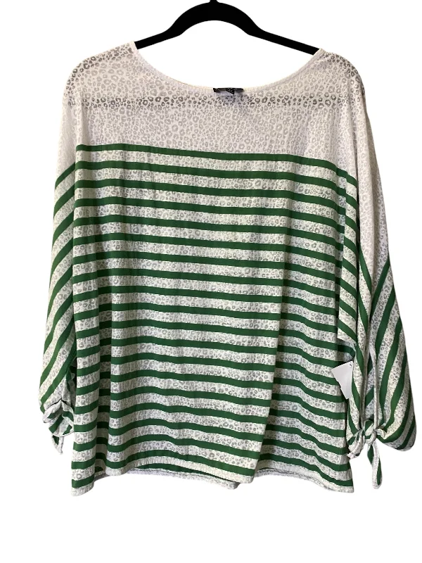 Top Long Sleeve By Cha Cha Vente In Green & White, Size: Xl Modern Men's Tech