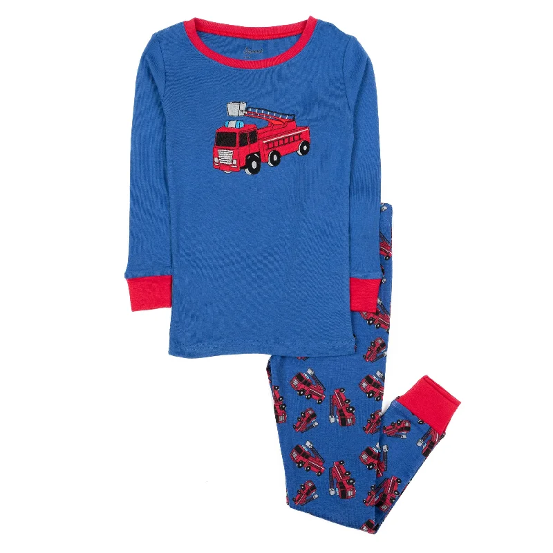 Kids Two Piece Cotton Pajamas Fire Truck Dapper Men's 1920S