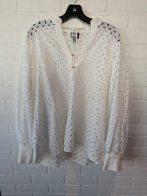 Top Long Sleeve By Inc In White, Size: Xxl Hip Men's Retro
