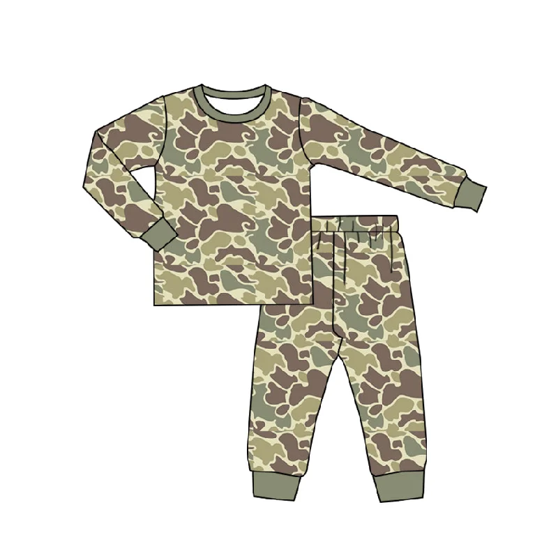 Preorder BLP0706 NO MOQ brown green camouflage long sleeve trousers pajamas set Stylish Men's Tropical 
