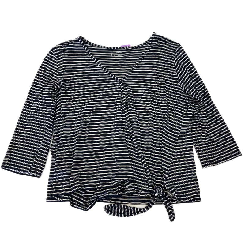 Top 3/4 Sleeve By Eddie Bauer In Striped Pattern, Size: L Traditional Men's Country