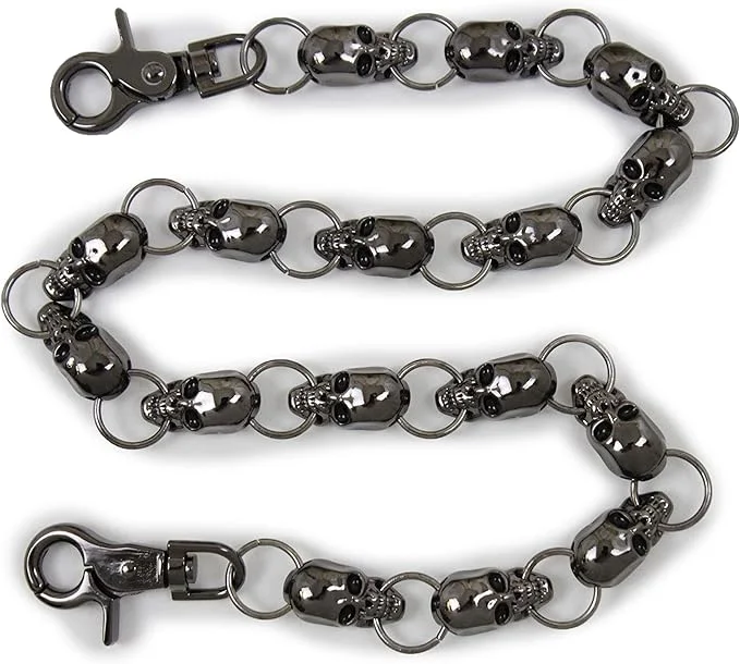 Biker Chain with 15 Skulls Gunmetal Tough Men's Military